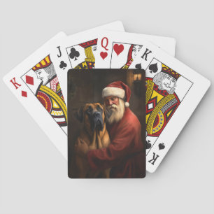Rhodesian Ridgeback Santa Claus Festive Christmas Poker Cards