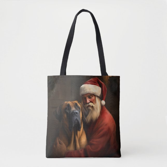 Rhodesian Ridgeback Santa Claus Festive Christmas Tote Bag (Front)