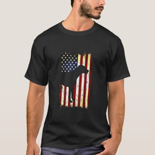 Rhodesian Ridgeback Silhouette American Flag 4th o T_Shirt