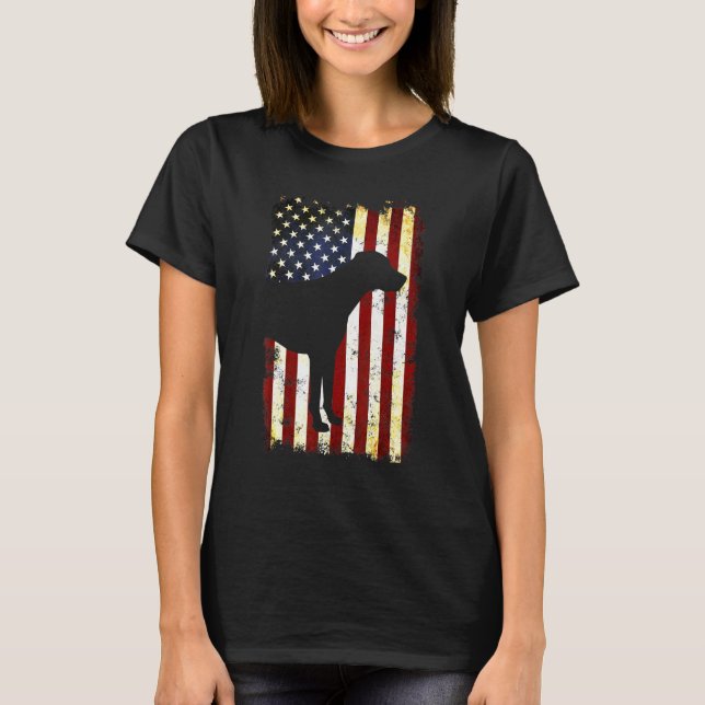 Rhodesian Ridgeback Silhouette American Flag 4th o T-Shirt (Front)