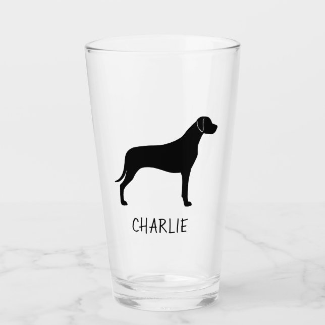 Rhodesian Ridgeback Silhouette Ridgie Dog Custom Glass (Front)