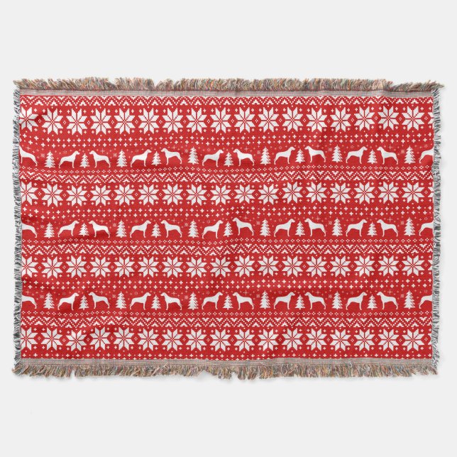Rhodesian Ridgeback Silhouettes Christmas Pattern Throw Blanket (Front)
