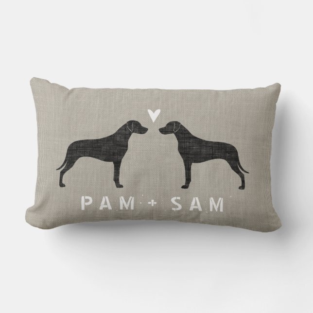 Rhodesian Ridgeback Silhouettes Love - Personalize Lumbar Pillow (Front)