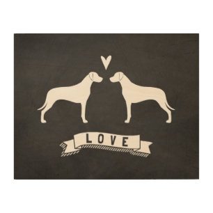Rhodesian Ridgeback Silhouettes Love Wood Wall Decor