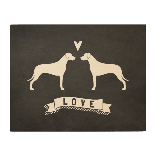 Rhodesian Ridgeback Silhouettes Love Wood Wall Decor (Front)