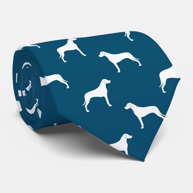 Rhodesian Ridgeback Silhouettes Pattern Blue Neck Tie (Rolled)
