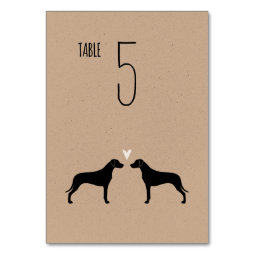 Rhodesian Ridgeback Silhouettes Wedding Reception Table Number | Zazzle