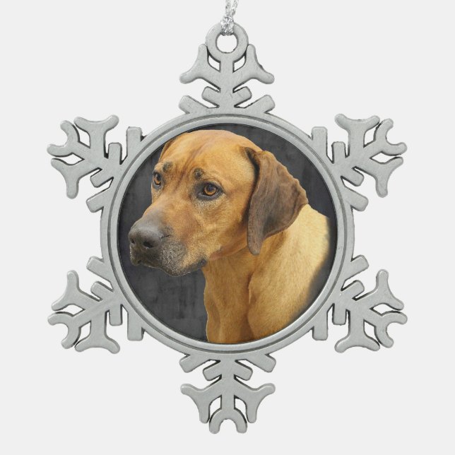 Rhodesian Ridgeback Snowflake Pewter Christmas Ornament (Front)