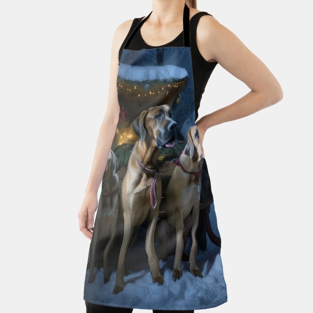 Rhodesian Ridgeback Snowy Sleigh Christmas Decor Apron (Insitu)
