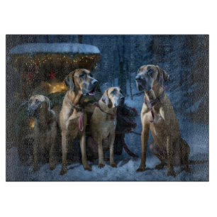 Rhodesian Ridgeback Snowy Sleigh Christmas Decor Cutting Board