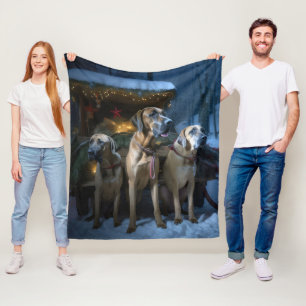 Rhodesian Ridgeback Snowy Sleigh Christmas Decor Fleece Blanket