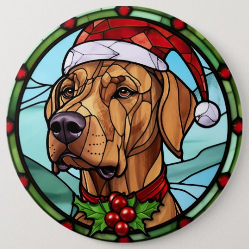 Rhodesian Ridgeback Stained Glass Christmas Button