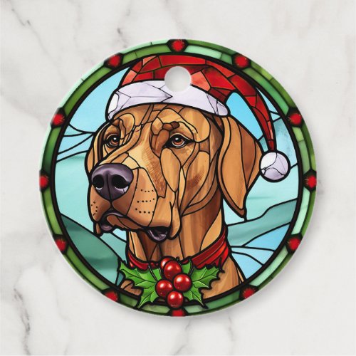 Rhodesian Ridgeback Stained Glass Christmas Favor Tags