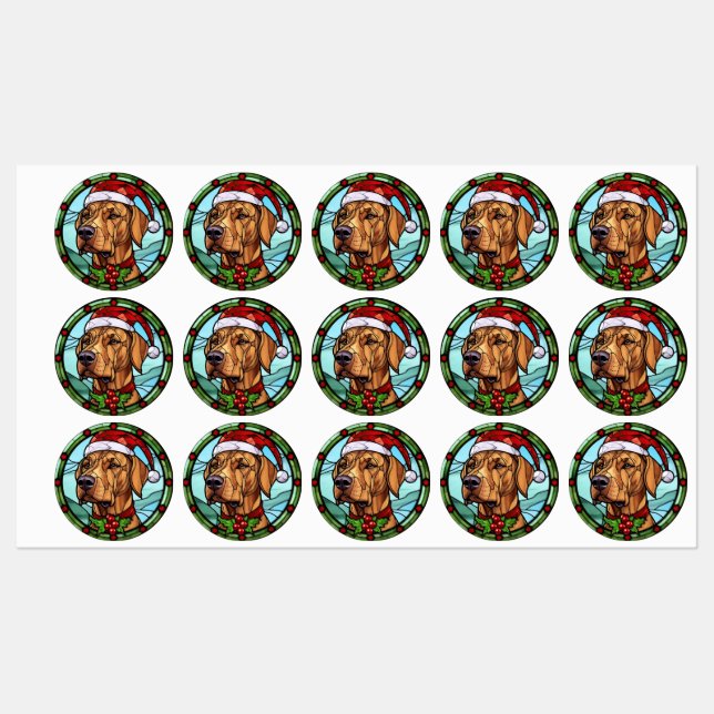 Rhodesian Ridgeback Stained Glass Christmas Labels (Sheet)