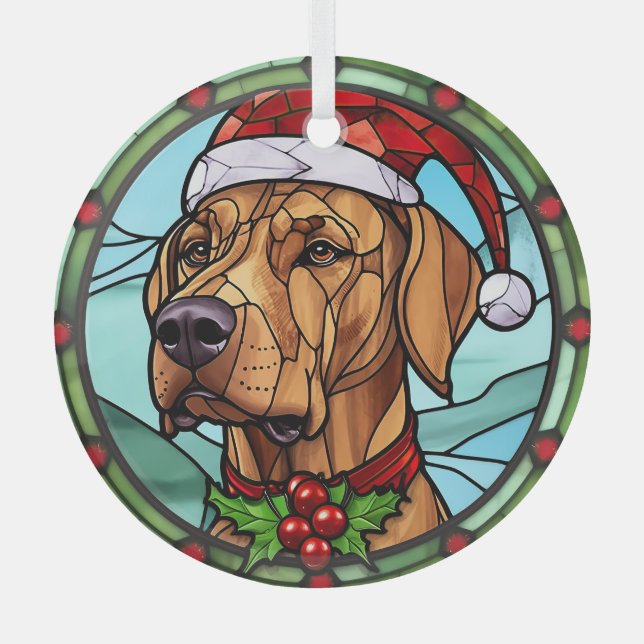 Rhodesian Ridgeback Stained Glass Christmas Ornament (Front)