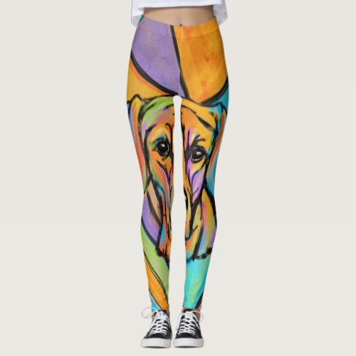 Rhodesian Ridgeback Watercolor Portrait Leggings