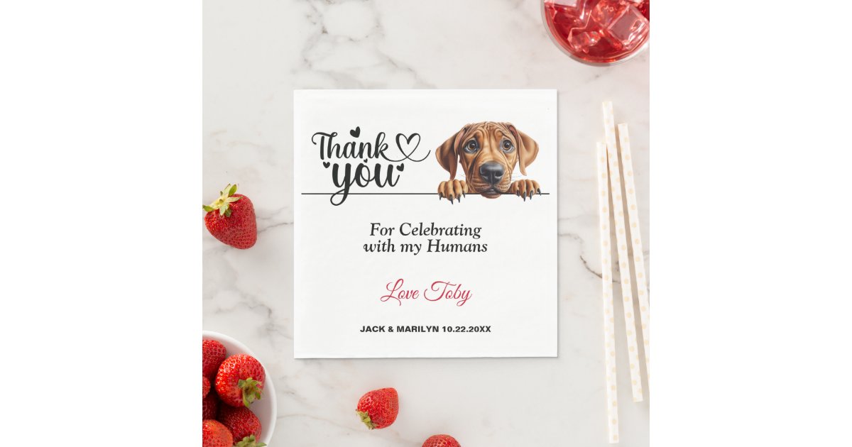 Rhodesian Ridgeback Wedding Thank You Napkins | Zazzle