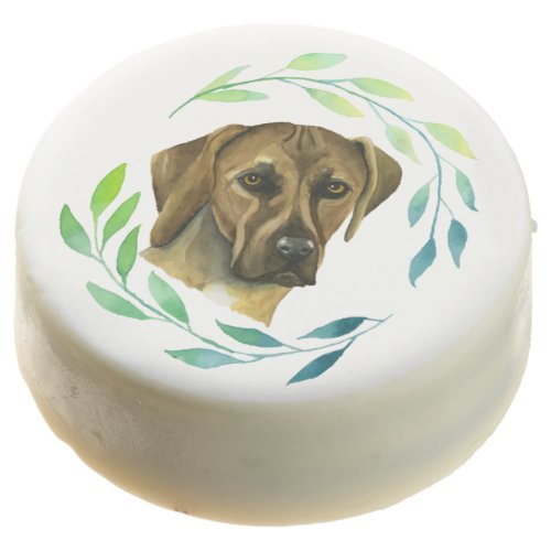 Rhodesian Ridgeback with a Wreath Watercolor Chocolate Covered Oreo