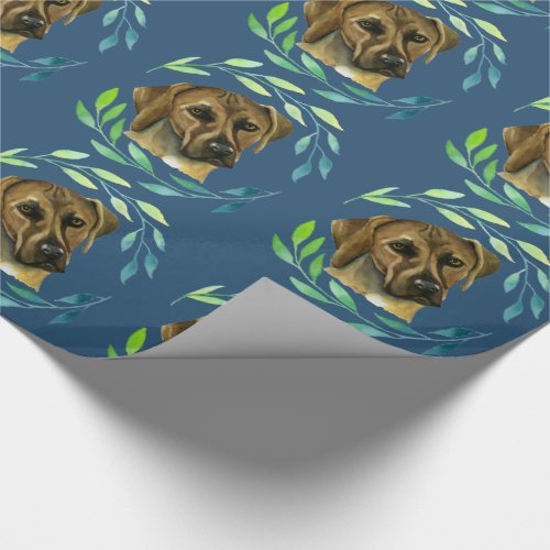 Rhodesian Ridgeback with a Wreath Watercolor Wrapping Paper