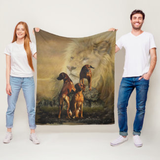 Rhodesian Ridgeback with Lion   Fleece Blanket