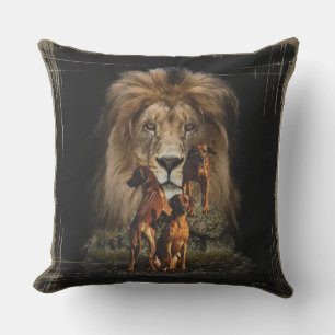 Rhodesian Ridgeback with Lion Outdoor Pillow