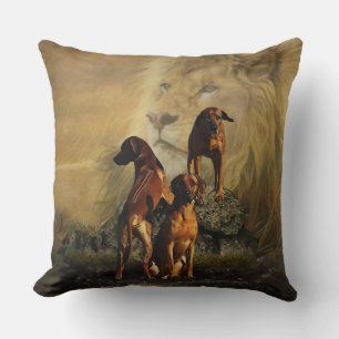 Rhodesian Ridgeback with Lion Throw Pillow