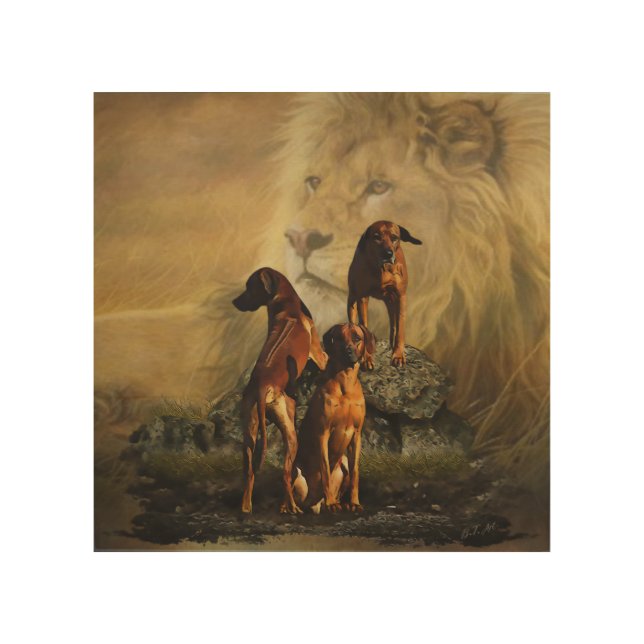 Rhodesian Ridgeback with Lion Wood Wall Art (Front)