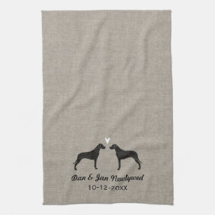 Rhodesian Ridgebacks with Heart and Text Kitchen Towel