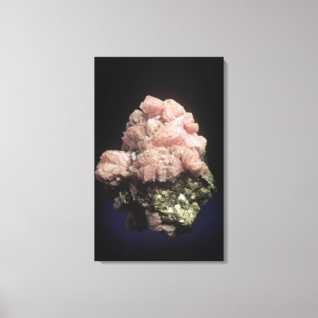 Rhodochrosite crystals (MnCO3) on Pyrite, an ore o Canvas Print (Front)