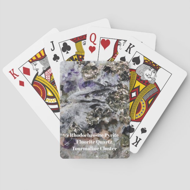 Rhodochrosite Pyrite Fluorite Quartz Tourmaline  Poker Cards (Back)