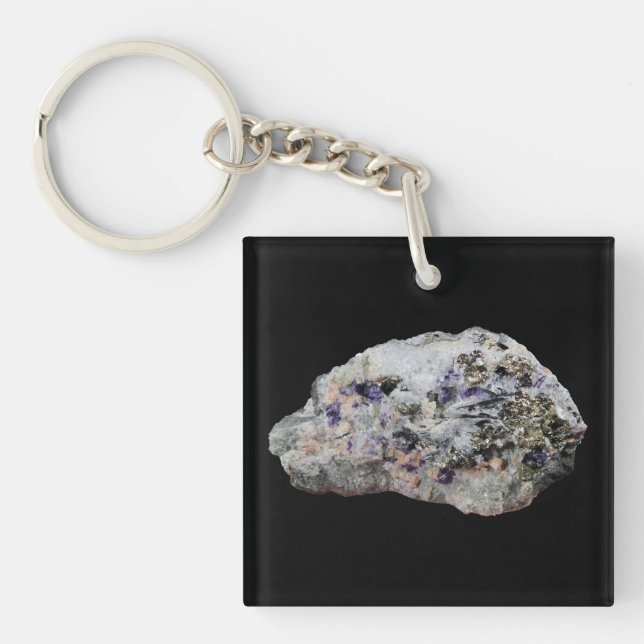 Rhodochrosite Pyrite Fluorite Tourmaline Keychain (Front)