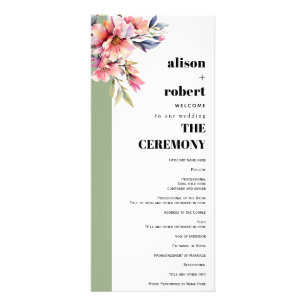 Rhododedron branch and flowers wedding program