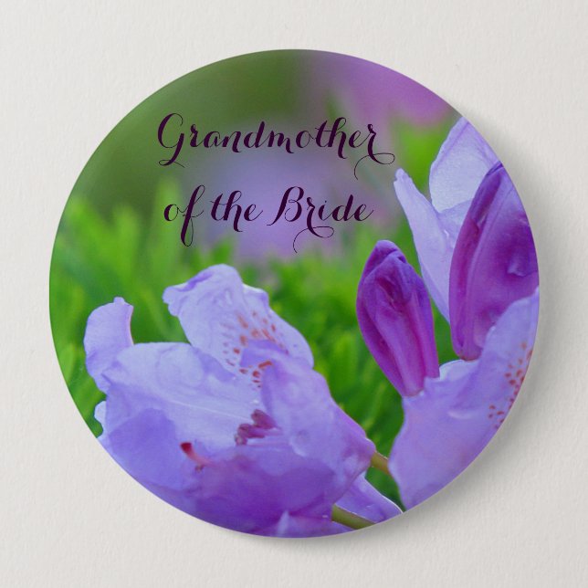 Rhododendron After Rain GRANDMOTHER OF THE BRIDE Pinback Button (Front)