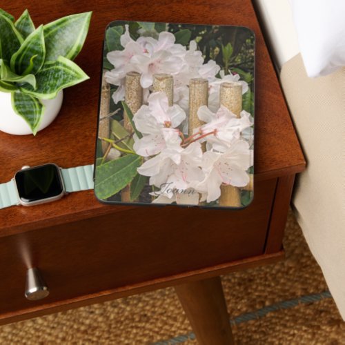 Rhododendron Blooms and Bamboo Fence Personalized Kindle Cover