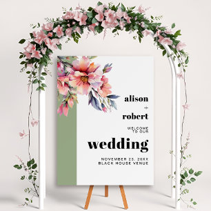 Rhododendron branch and flowers WELCOME wedding Foam Board