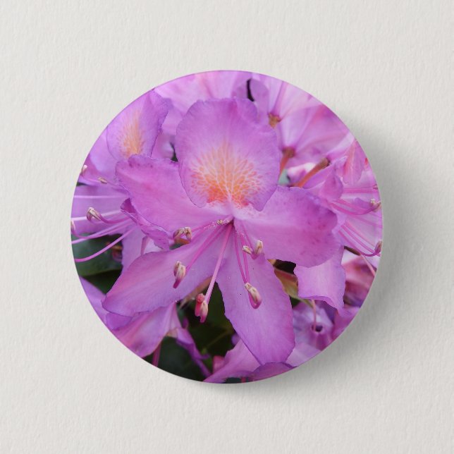 Rhododendron Flower Badge Pinback Button (Front)