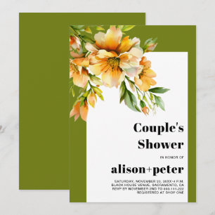 Rhododendron orange yellow flowers couple's shower invitation
