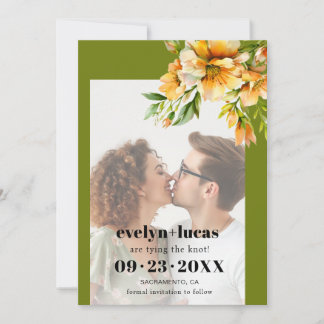 Rhododendron orange yellow flowers photo wedding save the date
