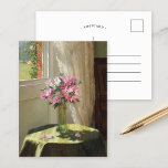Rhododendrons by a Window | Jessica Hayllar Postcard<br><div class="desc">Rhododendrons by a Window by British artist and painter Jessica Hayllar. The fine art painting depicts an interior still life with a beautiful pink floral arrangement in a vase. 

Use the design tools to add custom text or personalize the image.</div>