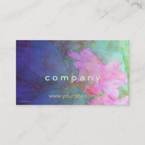 Rhododendrons Pink  Bue Watercolor Business Card
