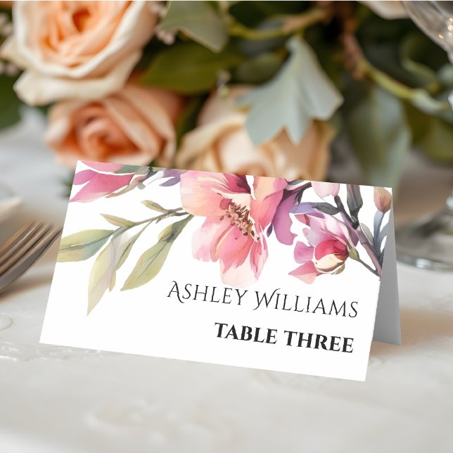 Rhododenron branch peach-pink flowers wedding place card (Creator Uploaded)
