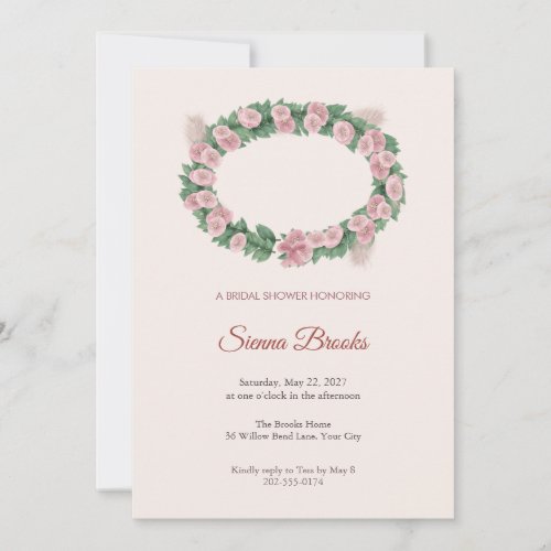Rhodomyrtus Oval Wreath Bridal Shower Invitation