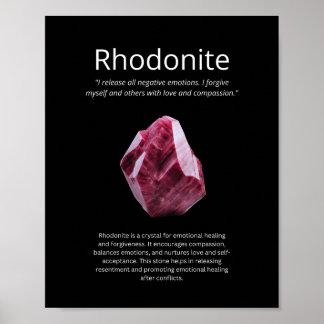 Rhodonite Crystal Stone Meaning Poster