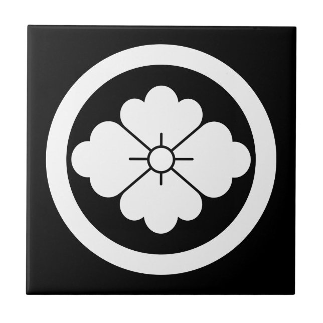 Rhombic chinese flower in circle ceramic tile (Front)