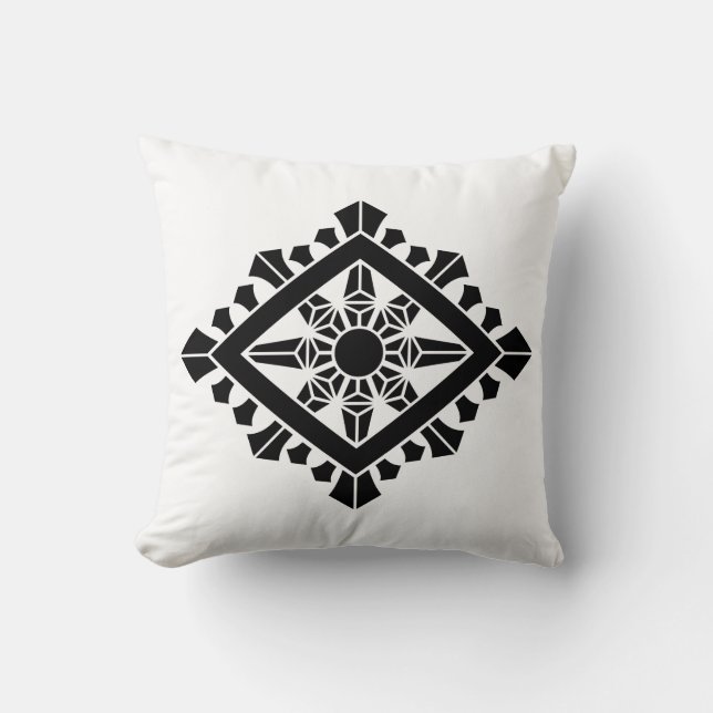 Rhombic dharma chakra throw pillow (Front)