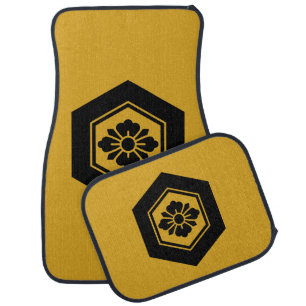 Rhombic flower with Swords in tortoiseshell Car Floor Mat
