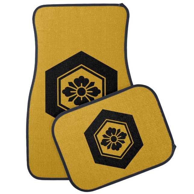 Rhombic flower with Swords in tortoiseshell Car Floor Mat (Set)
