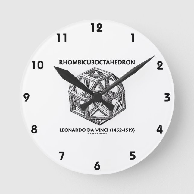 Rhombicuboctahedron (Leonardo da Vinci) Round Clock (Front)
