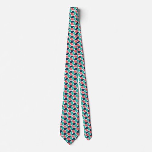 rhombus and cubes 3D Neck Tie