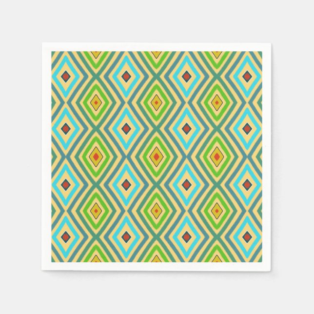 Rhombus Diamond Green Blue Geometrical  Napkins (Front)